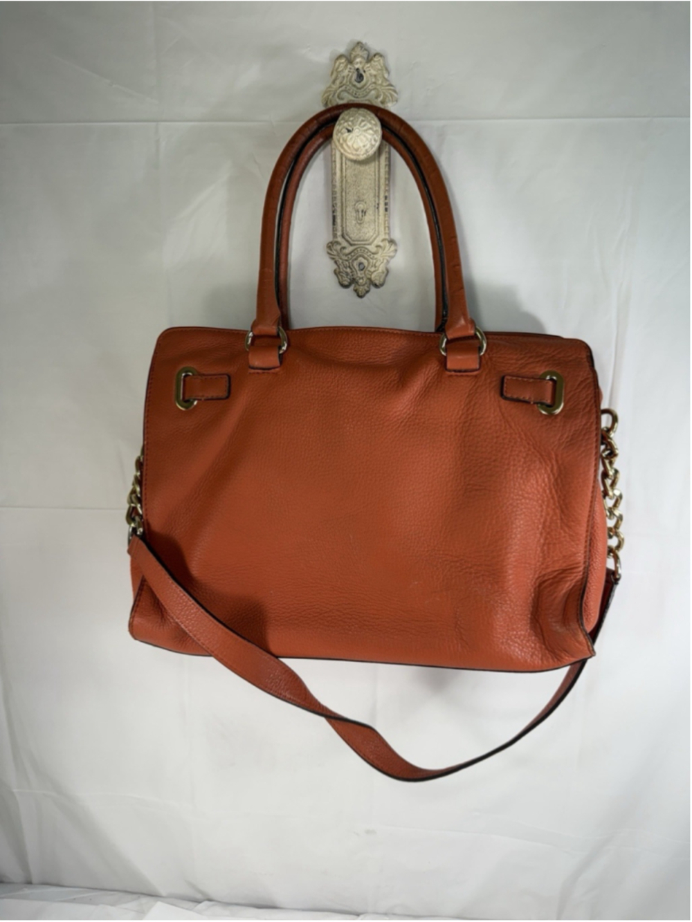 MICHAEL Michael Kors Hamilton Large EW Chain Strap Satchel in Orange - Picture 2 of 15